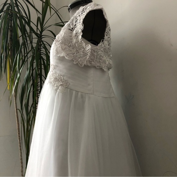 Custom Tailored Women’s Lace Corset White Wedding Dress w/cape and gloves Sz M - Picture 8 of 17